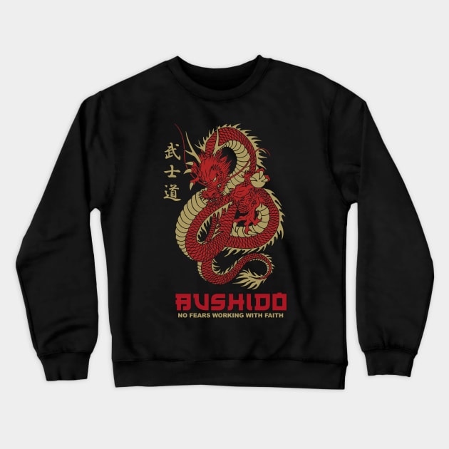 Bushido No Fears Working With Faith Crewneck Sweatshirt by TeeGo